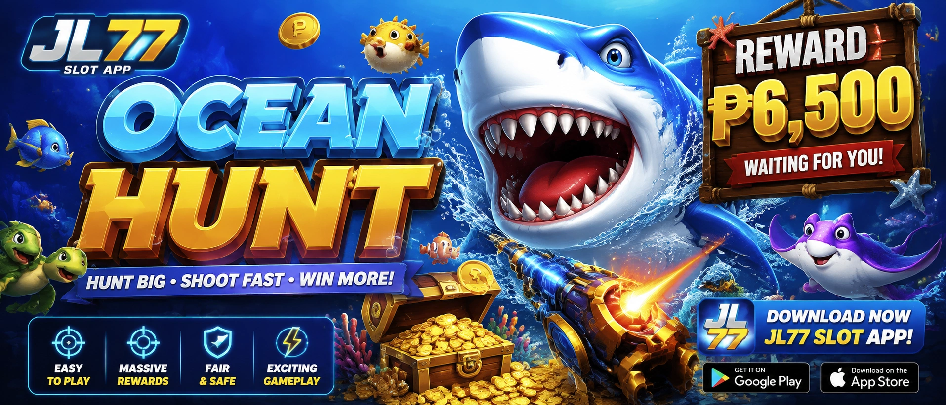Multiplayer fishing game room with cannon and bonus fish targets
